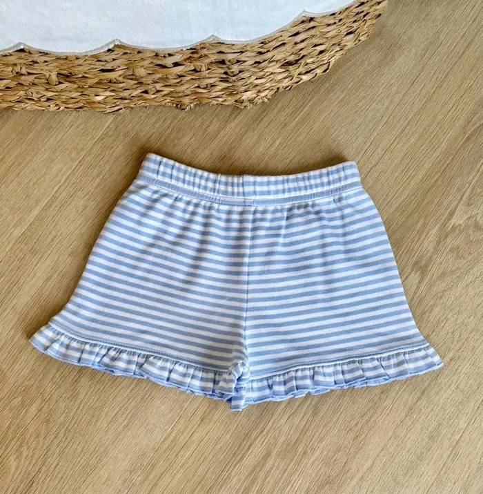 Luigi Kids Sky Blue Stripe Ruffle Shorts