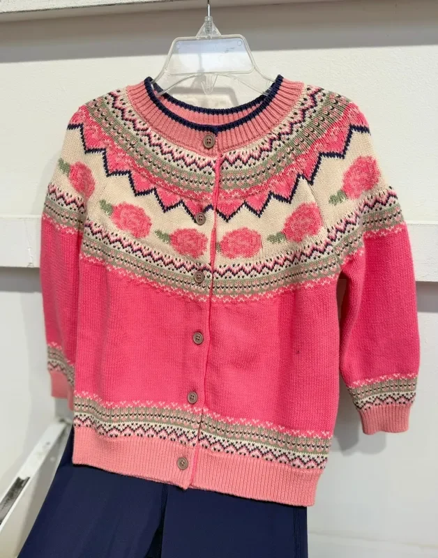 Lulu Bebe Hot Pink Rose Cardigan Sweater