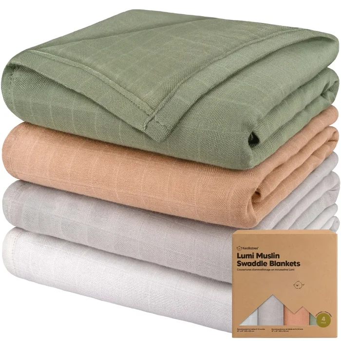 Lumi Muslin Swaddle Blankets (Pine)