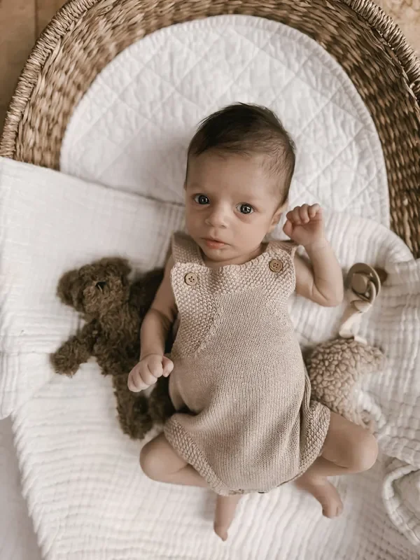 Luna + Luca Novelty Knit Romper – Heather Beige