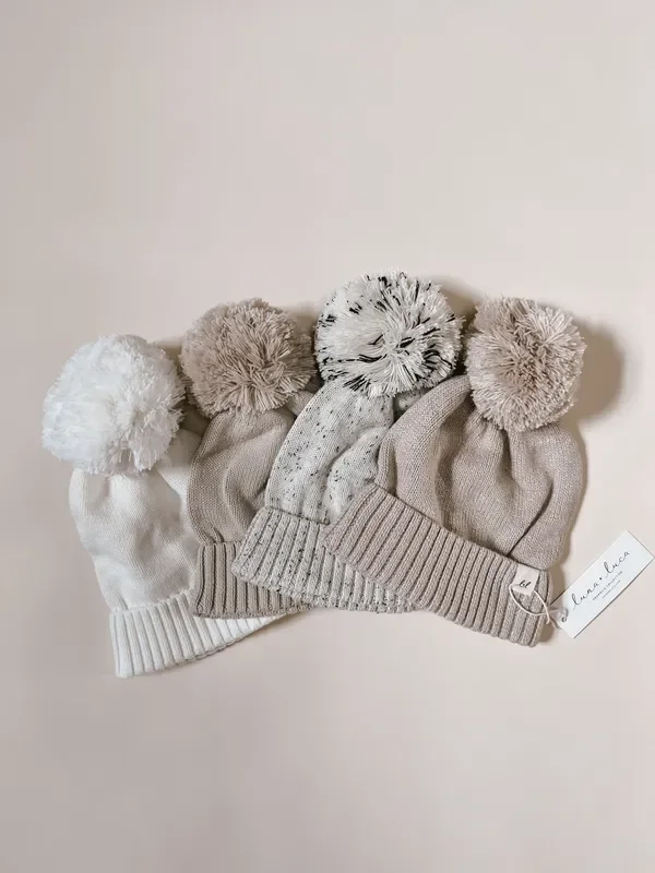 Luna + Luca Pom Beanie – Beige