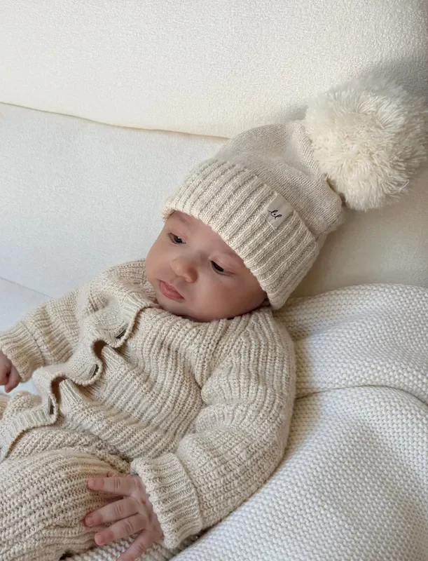 Luna + Luca Pom Beanie – French Cream