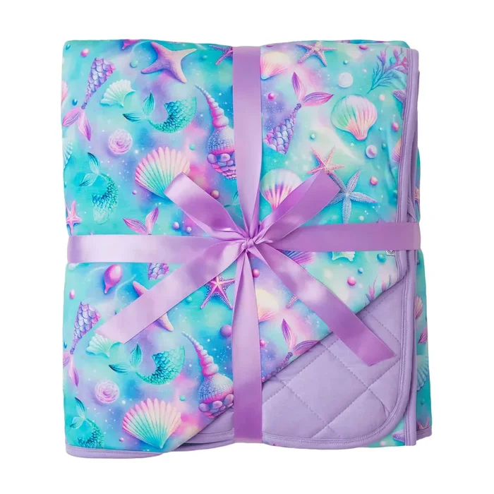 Magical Mermaid Shells | Quilted Bamboo Toddler Blanket