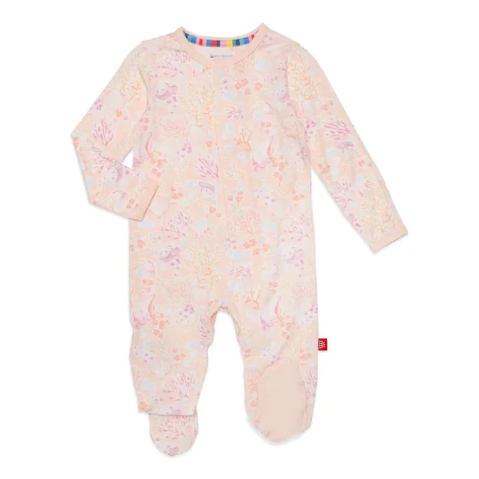 Magnetic Me Coral Floral Modal Footie