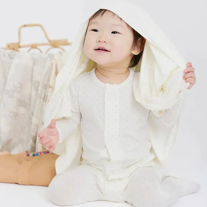 Magnetic Me Cream Dot Footie/Coverall