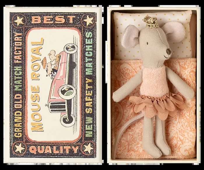Maileg Princess Mouse, Little Sister in Matchbox