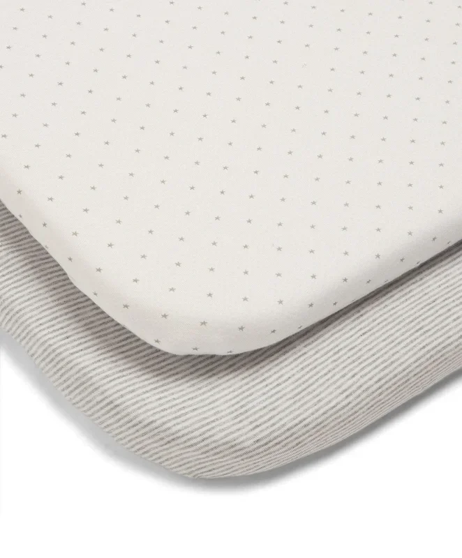 Mamas & Papas Lua Crib Sheets (2 Pack) – Grey Star