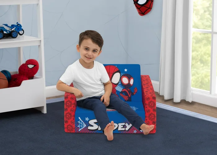 Marvel Spidey and His Amazing Friends Cozee Flip-Out Chair – 2-in-1 Convertible Chair to Lounger for Kids