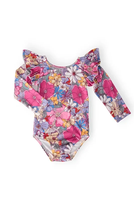 Mauve What’s Up Buttercup L/S Flutter Sleeve Leotard