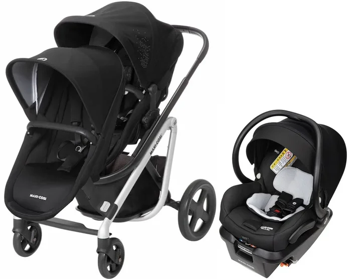 Maxi-Cosi Lila Double Stroller + Mico XP Max Travel System Bundle – Frequency Black / Nomad Black / Essential Black