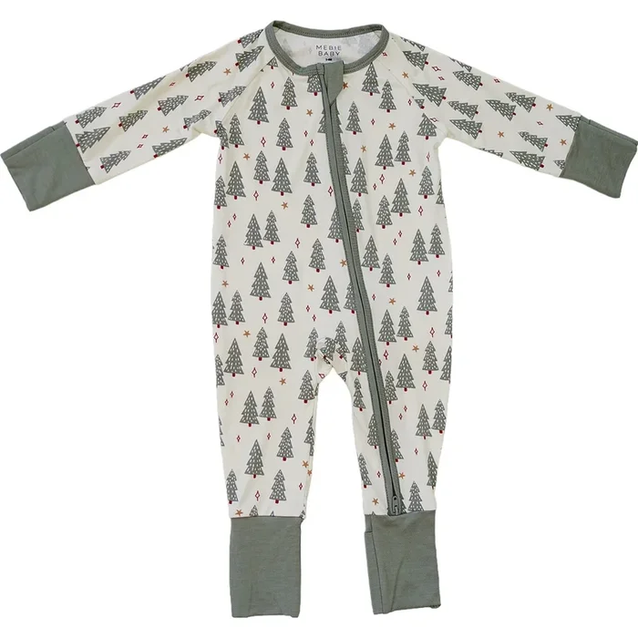Mebie Baby Bamboo Zipper Footie – Christmas Tree