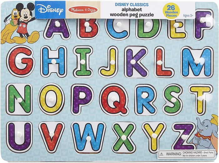 Melissa & Doug Disney Classics Wooden Alphabet Peg Puzzle