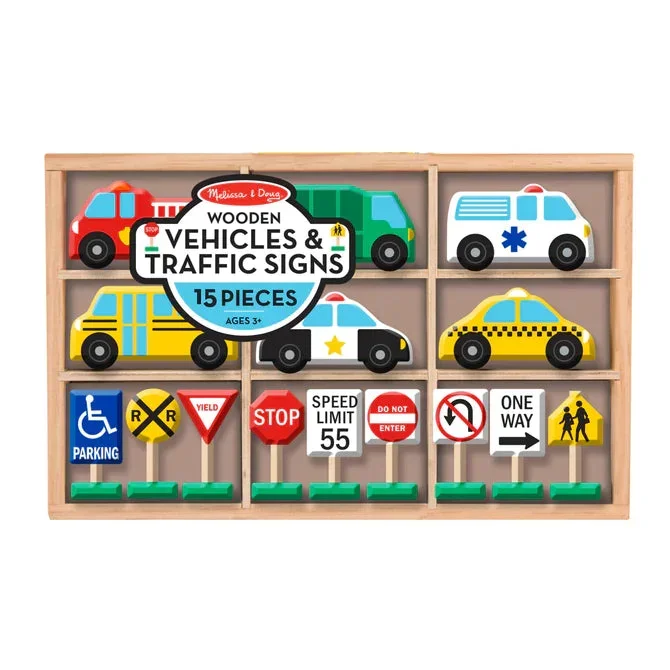 Melissa & Doug Wooden Vehicles & Traffic Signs