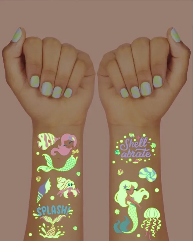 Mermaid Glo Tats – 48 Foil Temporary Tattoos