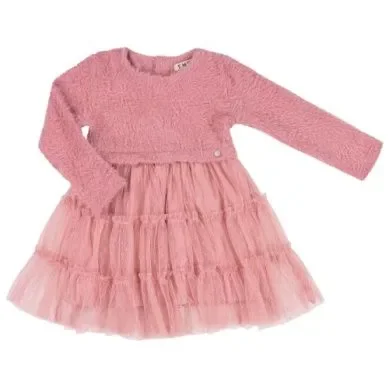 MESH AND HAIRY KNITTED DRESS