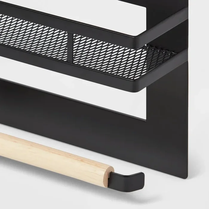 Metal Magnetic Fridge Organizer – Black