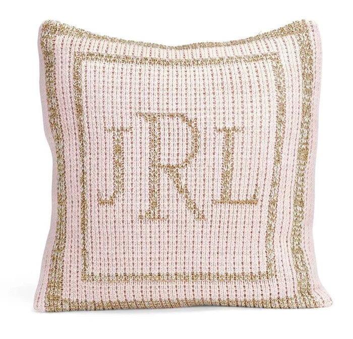 Metallic Classic Monogram Double Border Pillow