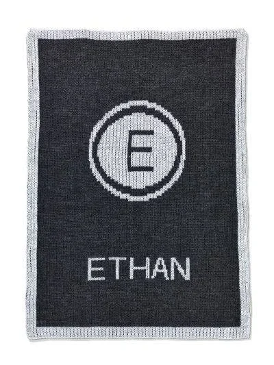 Metallic Initial Stamp & Name Stroller Blanket