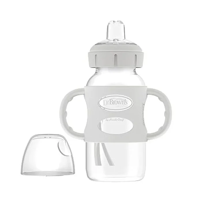 Milestones Wide-Neck Sippy Bottle with 100% Silicone Handles