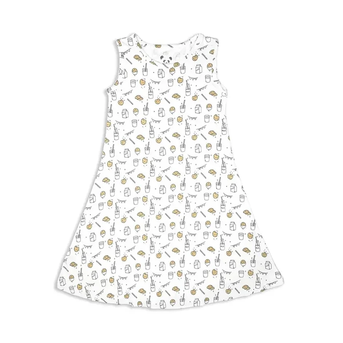 Milk & Cookies White Bamboo Girls’ Sleeveless Dress