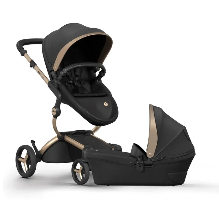 Mima Xari Max Stroller + Bassinet Bundle – Black / Gold / Black