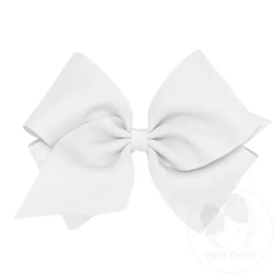 Mini King Classic Grosgrain Hair Bow (Plain Wrap)- White