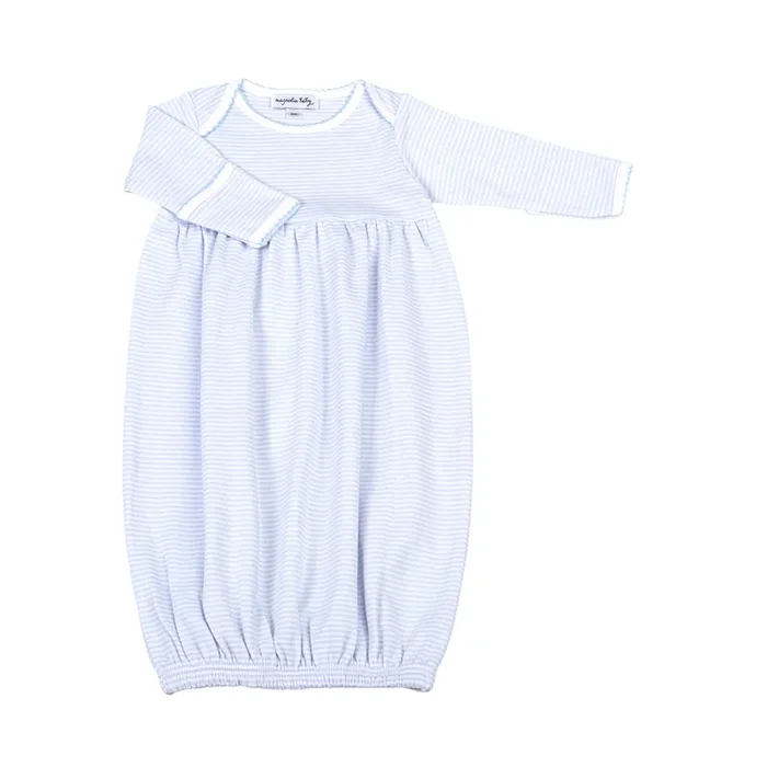 Mini Stripes Gathered Gown – Blue