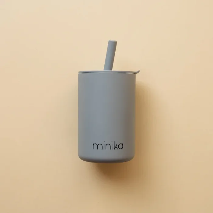 MINIKA Gobelet avec paille et couvercle – Pierre