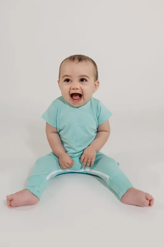 Mint Bamboo Lyocell Zip Romper