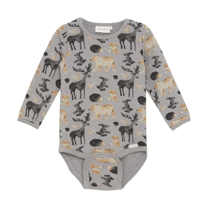 Minymo – Brushed Cotton Long Sleeve Bodysuit – Watercolor Friends