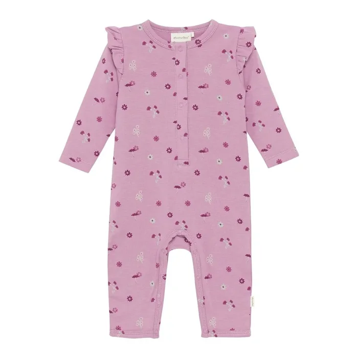 Minymo Organic Cotton Romper – Mauve Orchid