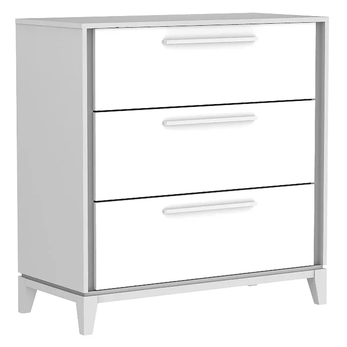 Moderna 3 drawer chest office storage organization, grey & white