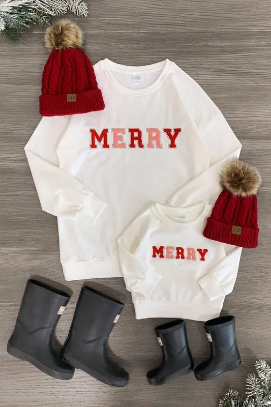Mom & Me – “Merry ” Chenille Patch Top