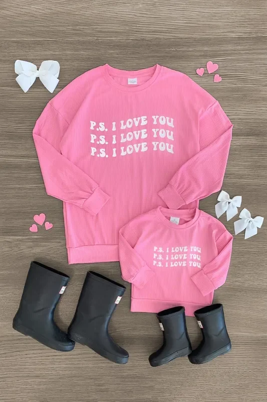 Mom & Me – “P.S. I Love You ” Pink Top