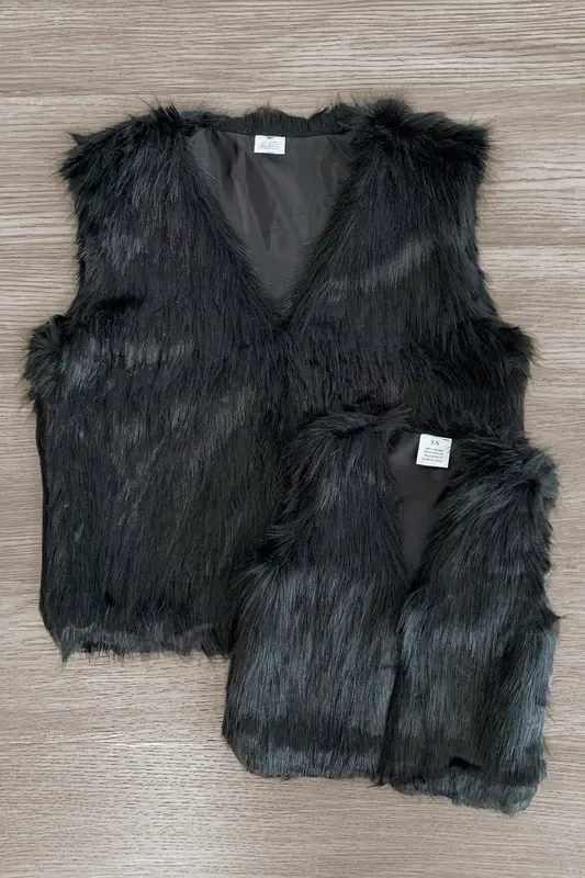 Mom & Me – Fuzzy Black Vest