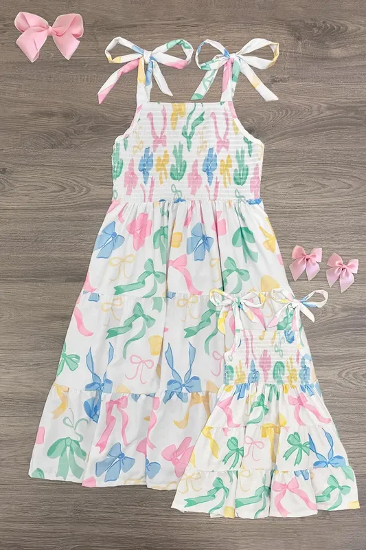 Mom & Me – Pastel Bows Ruffle Dress