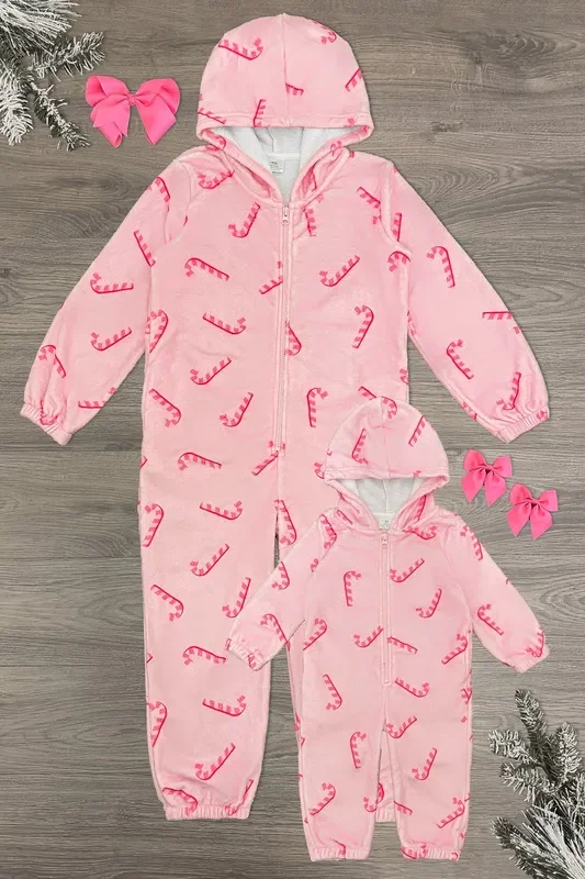 Mom & Me – Pink Candy Cane Onesie Pajamas