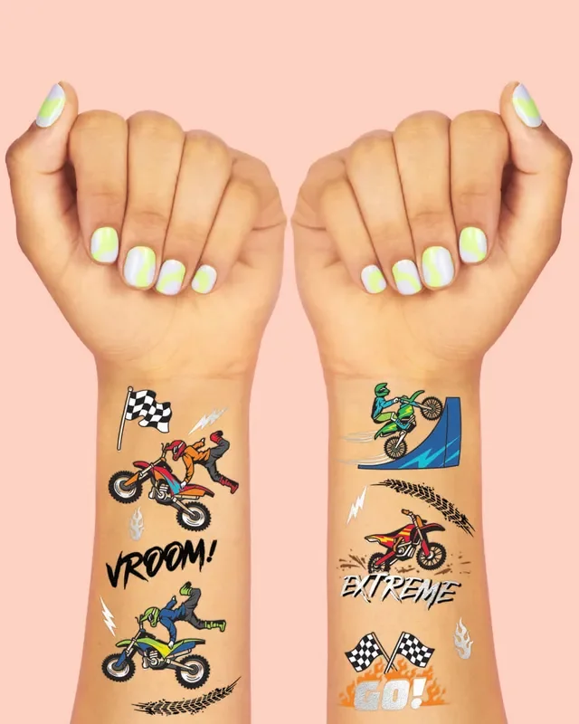Motocross Tats – 48 Foil Temporary Tattoos