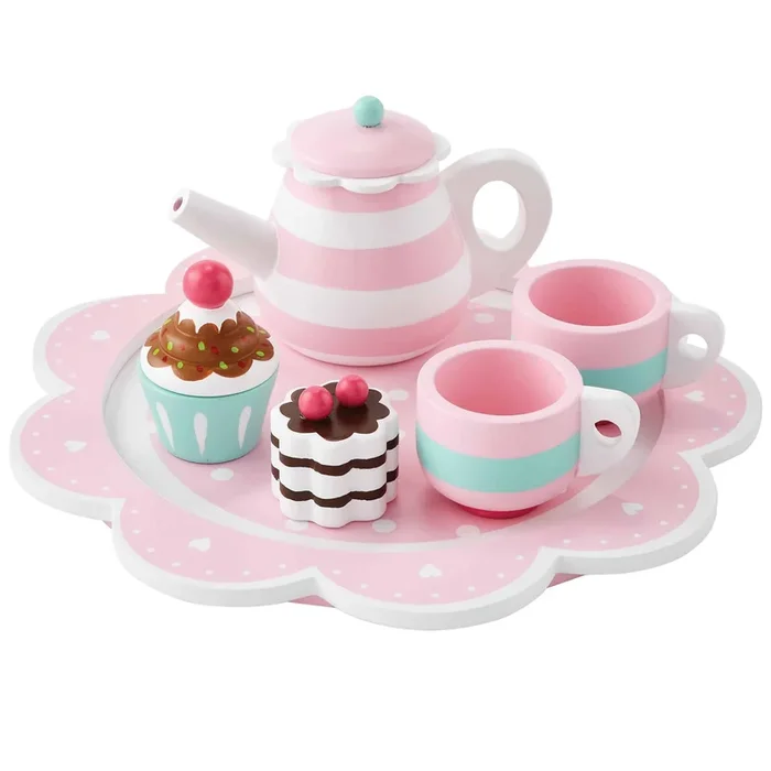 Mud Pie Wood Tea Set – 6 pcs