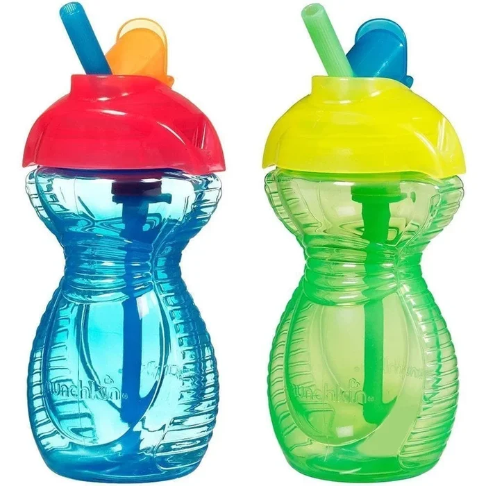Munchkin Click Lock Flip Straw Cup, 9oz – 2-Pack – Green/Blue