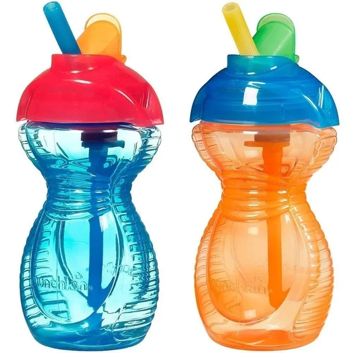 Munchkin Click Lock Flip Straw Cup, 9oz – 2-Pack – Orange/Blue