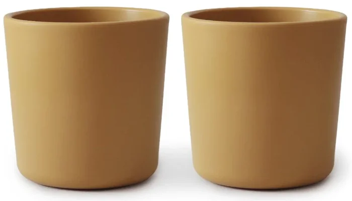 Mushie Dinnerware Cups for Kids, Set of 2 – Mustard