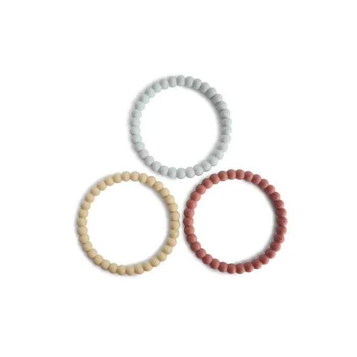 Mushie Pearl Teething Bracelet – Mellow/Terracotta/Periwinkle