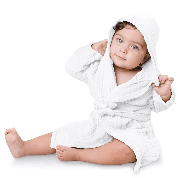 Muslin Bath Robe for Kids, White by Comfy Cubs