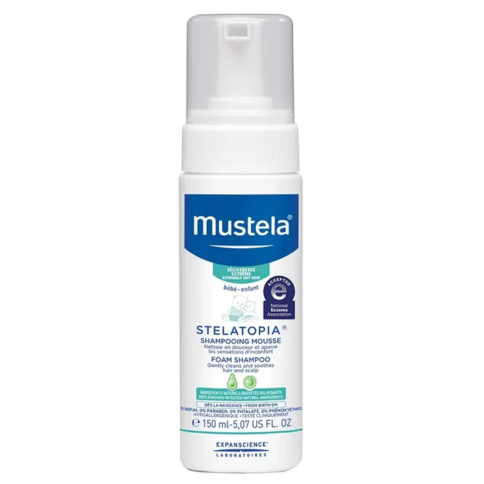 MUSTELA STELATOPIA FRAGRANCE FREE BABY FOAM SHAMPOO FOR ECZEMA PRONE SKIN – 5.07 FL OZ