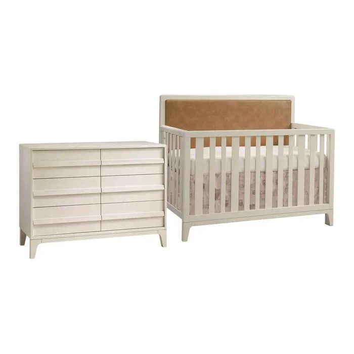 Natart 2-Piece Kyoto Crib and Double Dresser Set – Linen/Caramel (94963) (Floor Model)