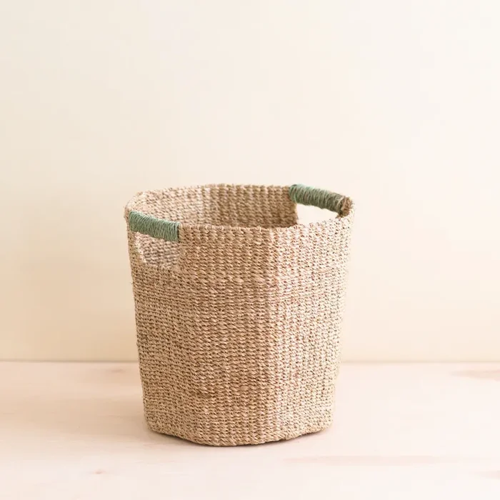 Natural Octagon Basket With Sage Handle – Octagon Basket | Likhâ