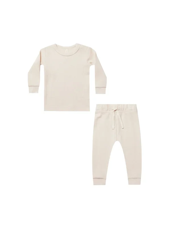 Natural Waffle Top + Pant Set