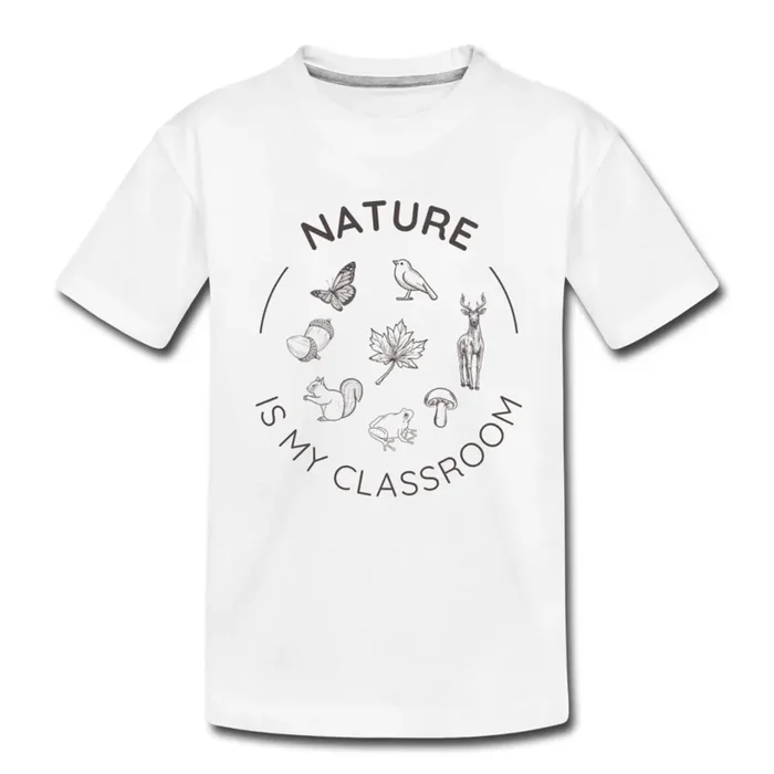 Nature is My Classroom Organic Kids’ T-Shirt | White