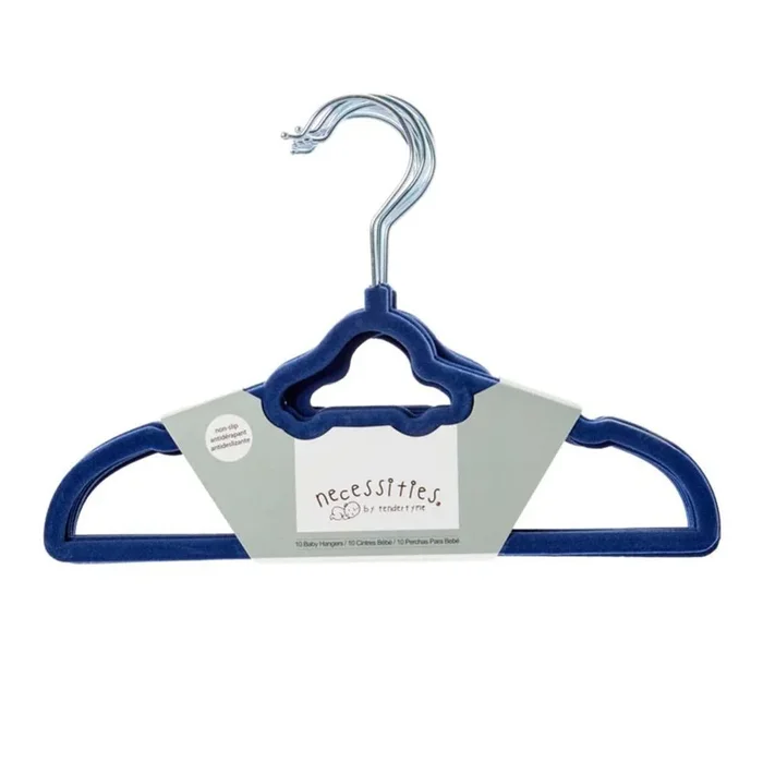 Necessities by TenderTyme 10-Pack Non-Slip Design Baby Hangers – Blue Car